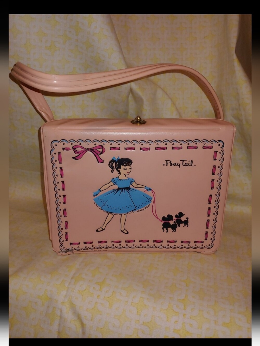 Vintage 60s Ponytail Girls Thermos Lunch Box Vinyl Bag